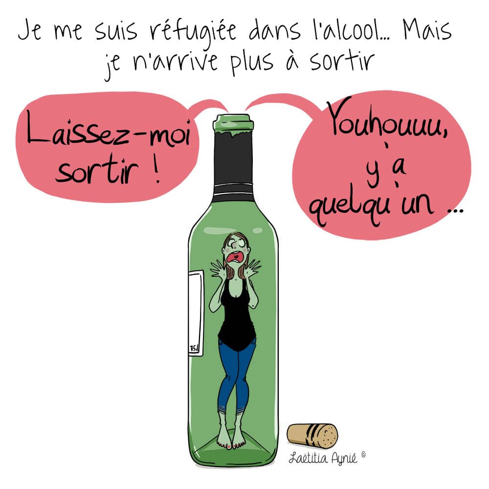 femme dans une bouteille de vin Laetitia aynié illustrations