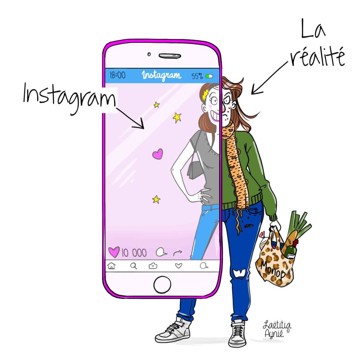 instagram telephone femme Laetitia aynié illustrations