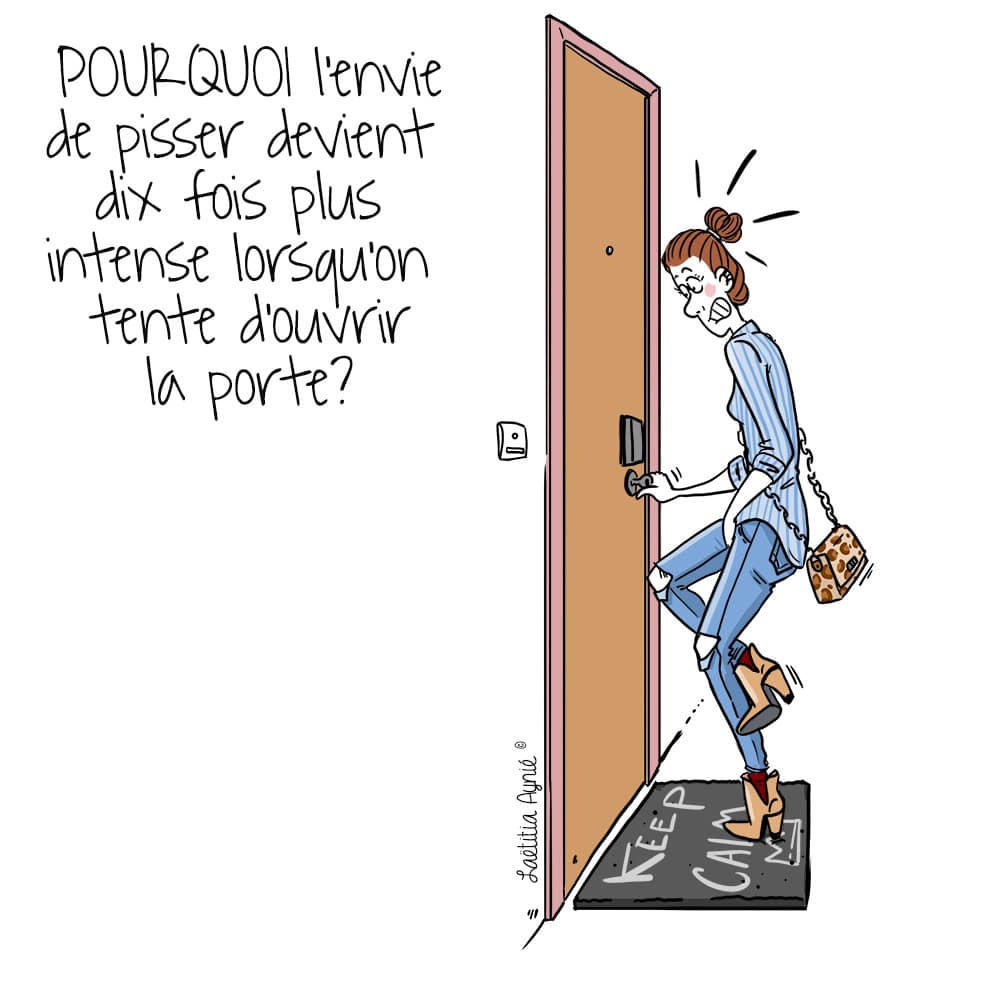 femme pipi porte d'entrée