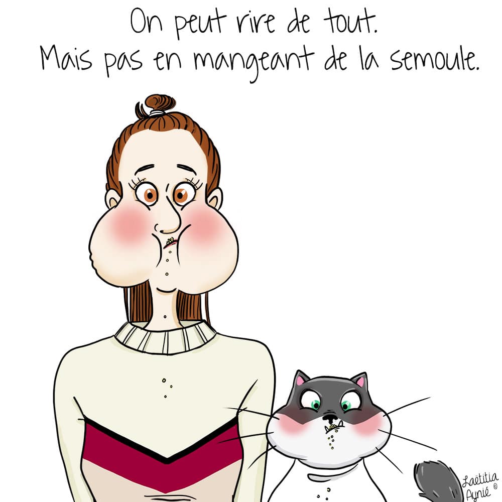 femme et son chat bouche pleine Laetitia aynié illustrations
