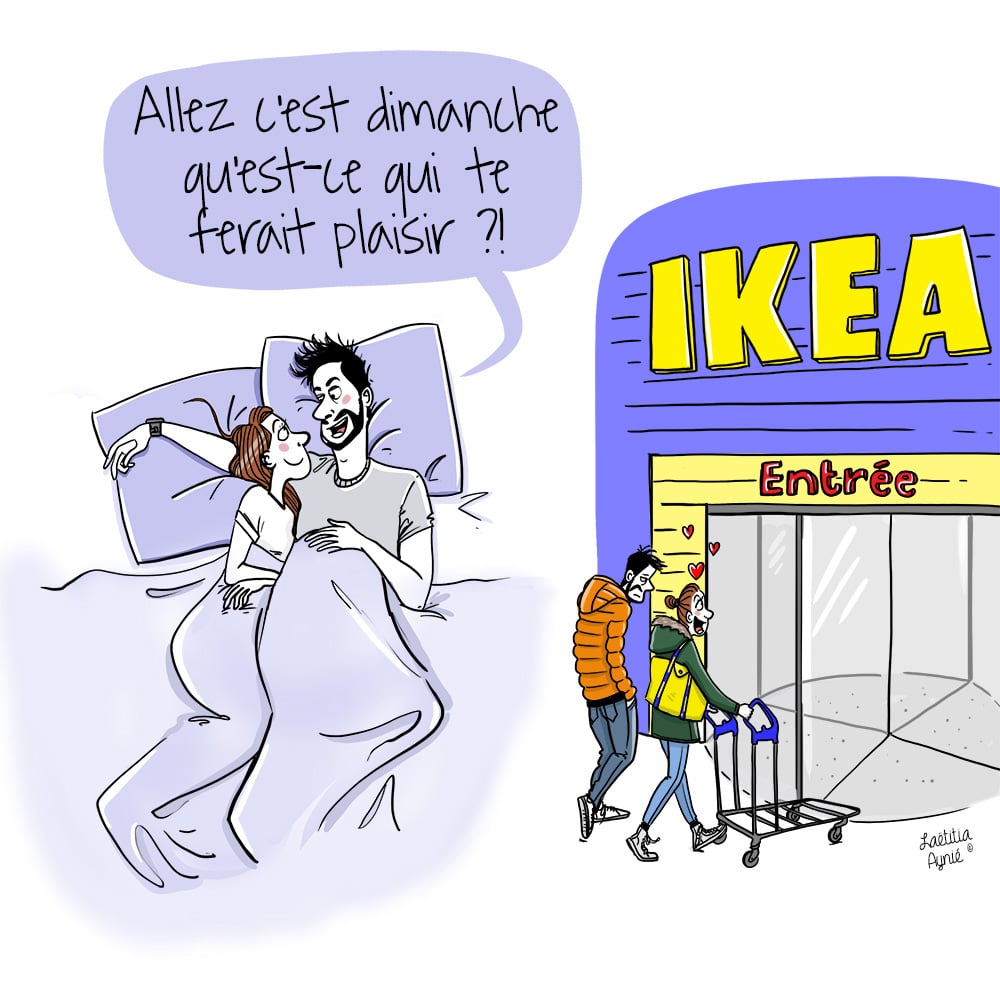 couple course chez Ikéa Laetitia aynié illustrations