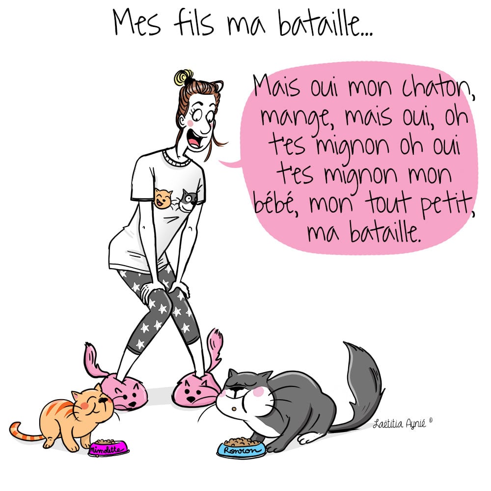 femme chats nourriture Laetitia aynié illustrations