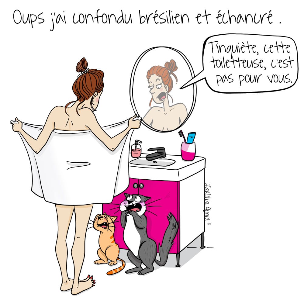 femme salle de bain chats Laetitia aynié illustrations
