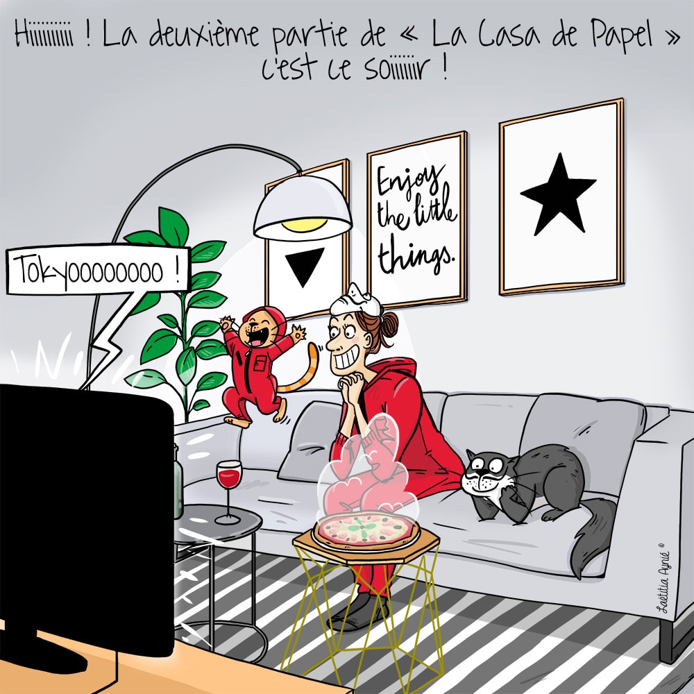 femme salon télévision Laetitia aynié illustrations