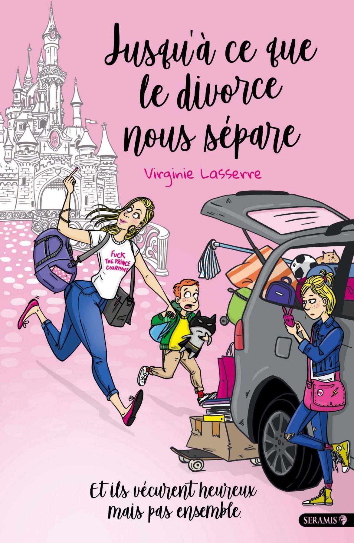 COUVERTURE_divorce1 chateau femme qui court voiture enfants Laetitia aynié illustrations
