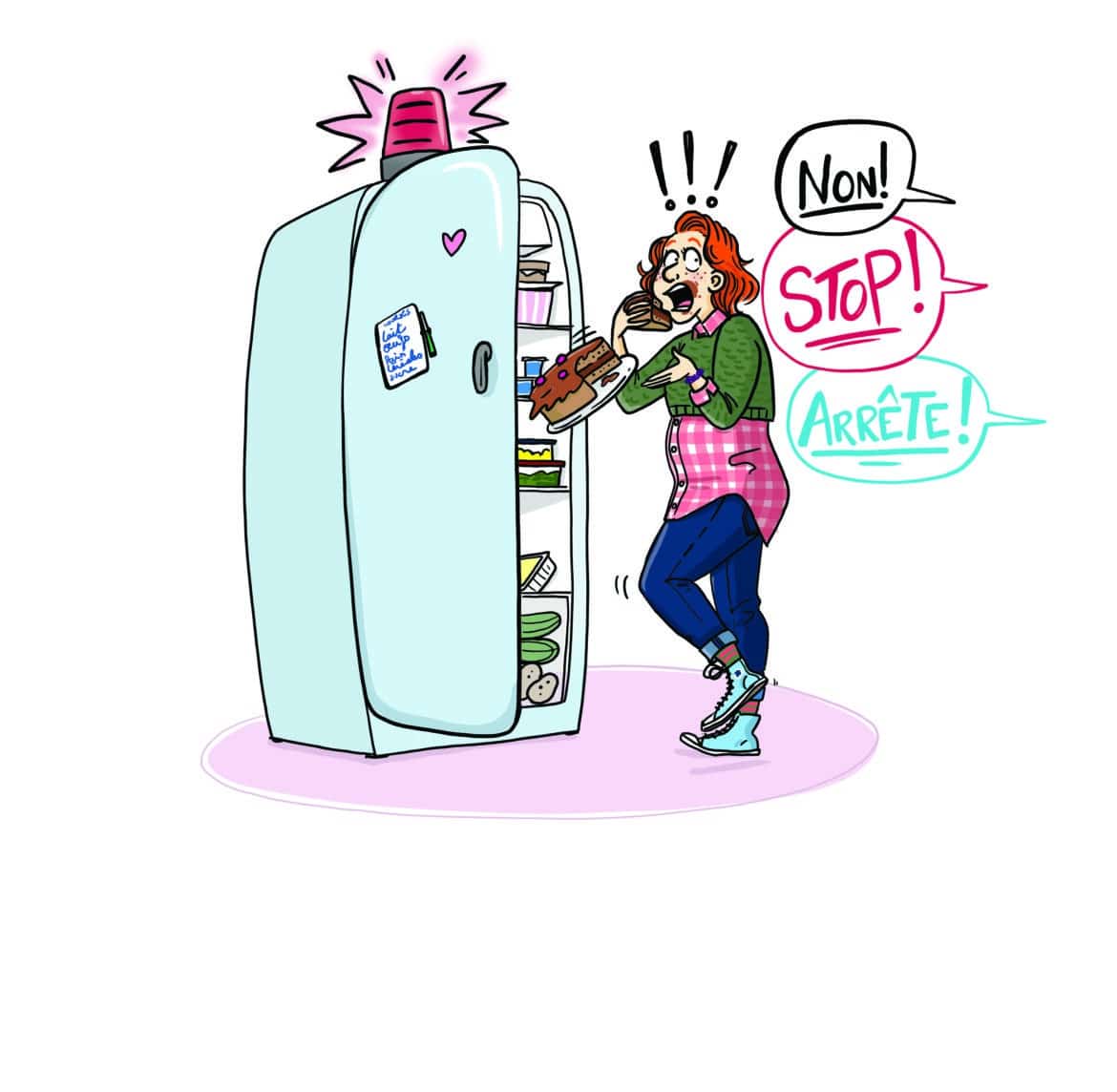 fille devant frigidaire poids Laetitia aynié illustrations
