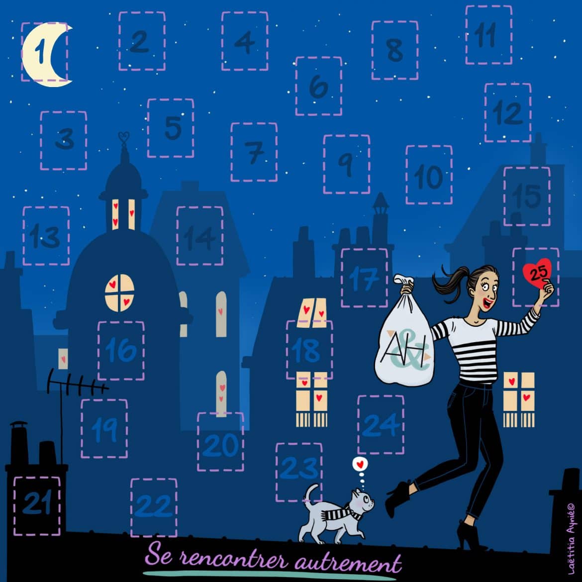 bonne année_2021_Laetitia aynié illustrations_a&h rencontre_ amour_nuit _paris_femme