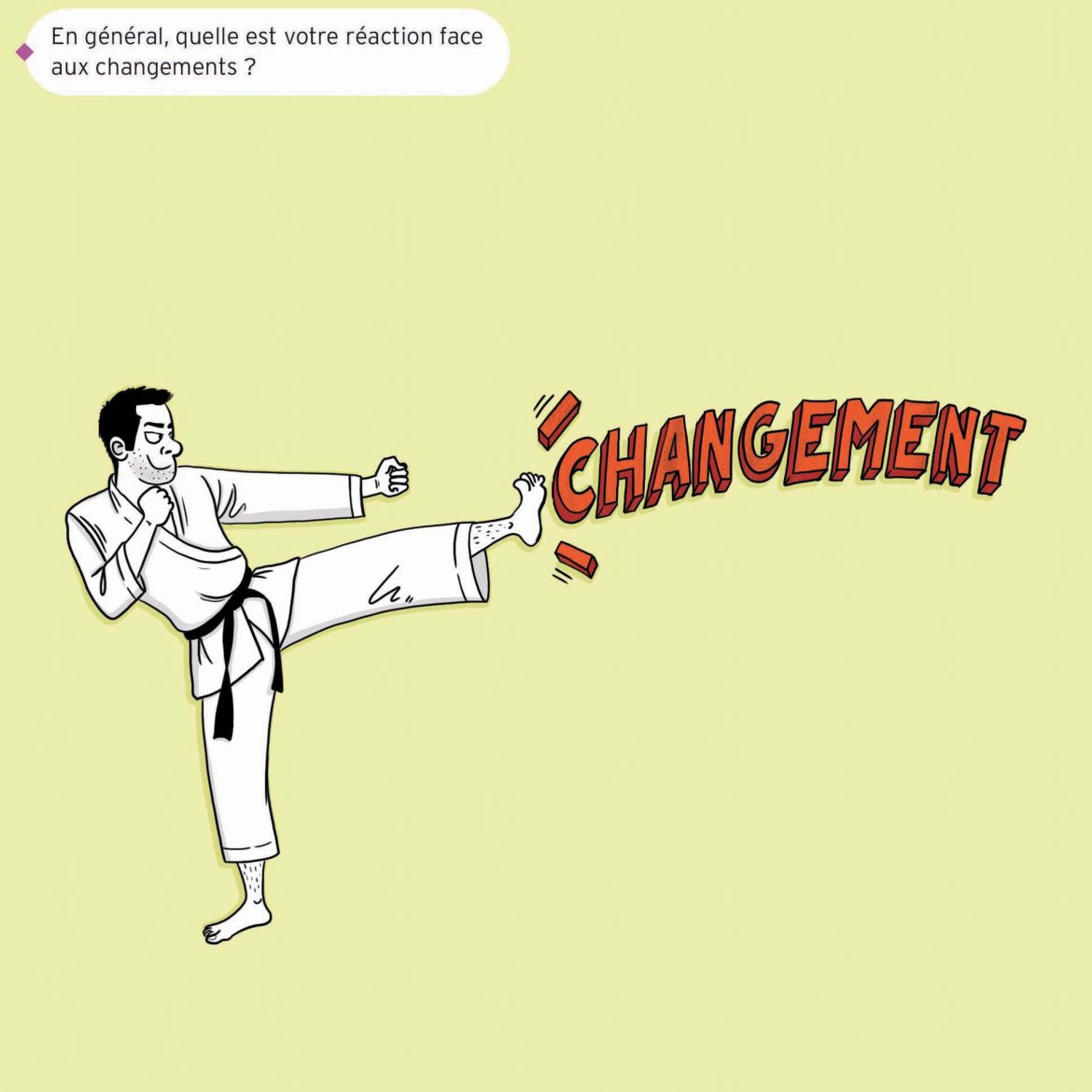 laetitia aynie FLE Changement homme karaté ,illustration Laetitia Aynié Hachette FLE